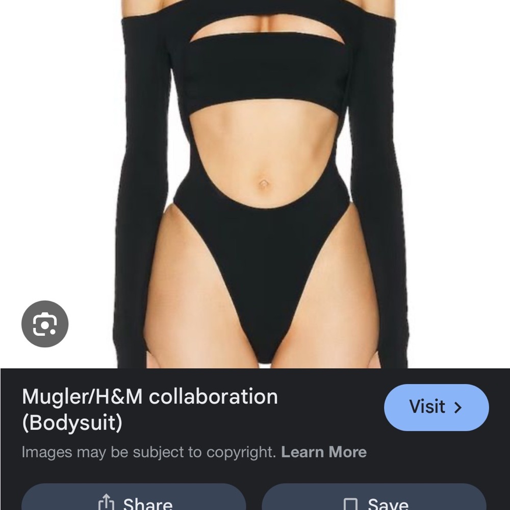 H&M x Mugler Black Cutout Bodysuit - never worn